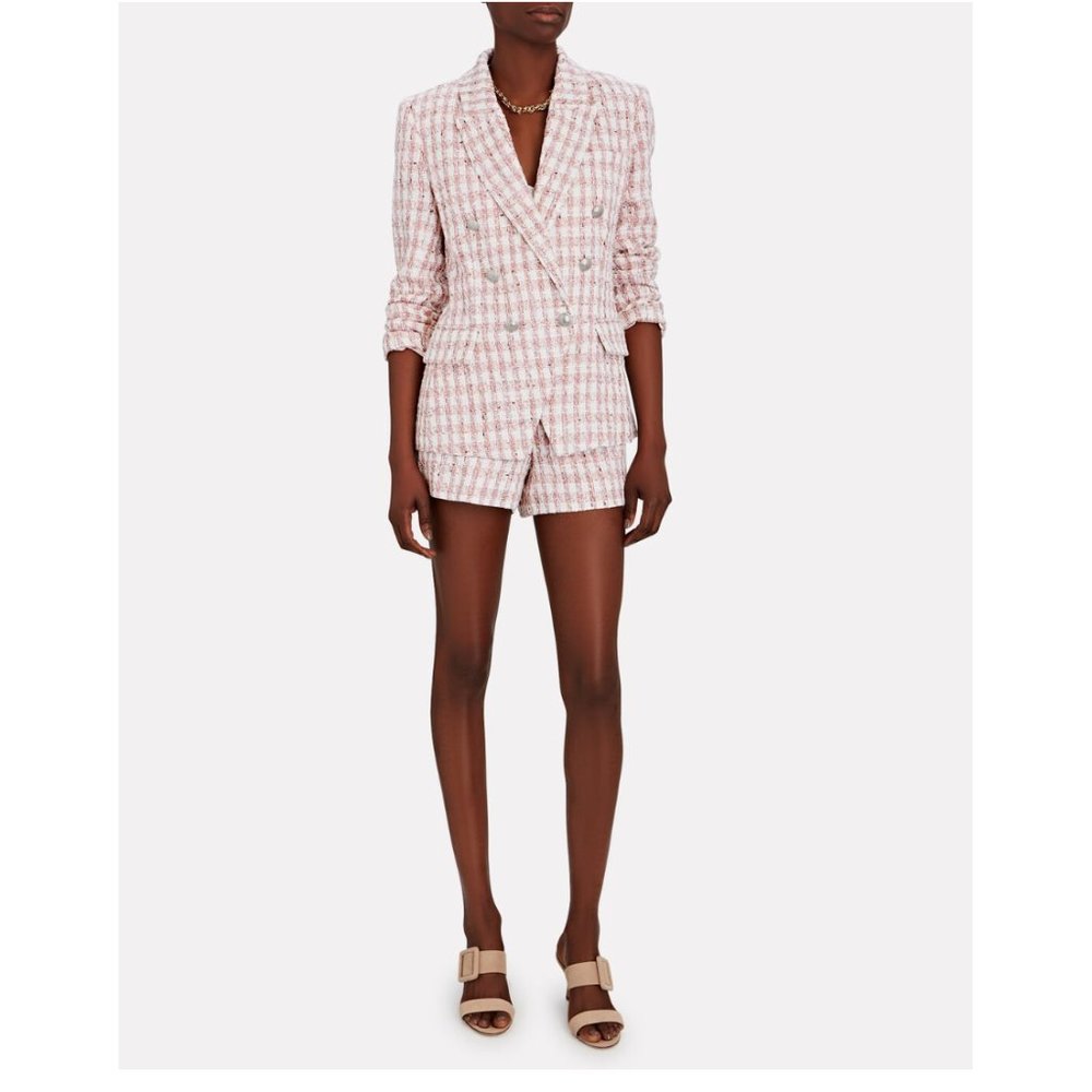 Images L'AGENCE Kenzie Double-Breasted Tweed Blazer and Shorts set US Small